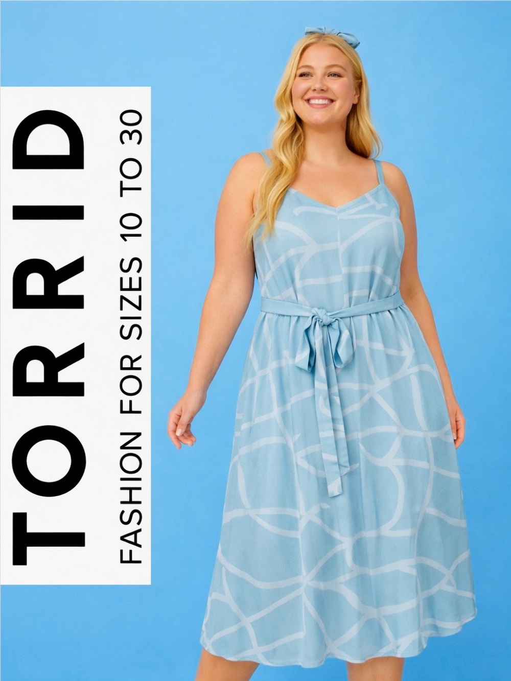 Torrid Mint Geo Challis Self Tie Spaghetti Strap Trapeze Dress Women's 1X NWT!